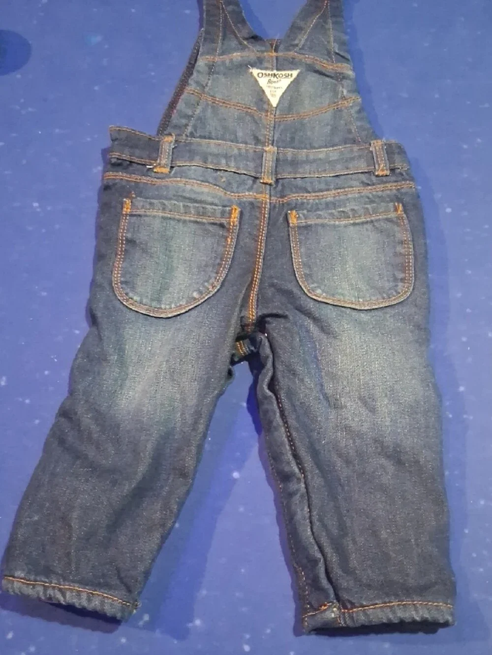 OshKosh B'gosh Dark Blue Denim Overalls with Pink Trim